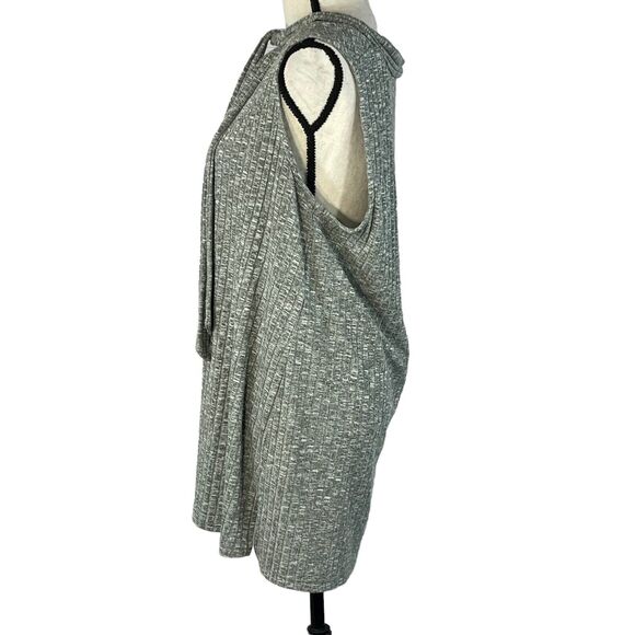 Lane Bryant SZ 18-20 Tunic Top Sleeveless V-Neck Stretch Slits Tie Neck Green - Picture 6 of 10